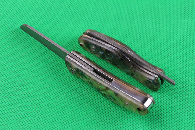  Abalone VG10 Damascus Little Razorback no lock knife UD402134